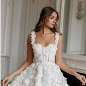 Rosie Etienne Primrose Dress Romantic White 3D Floral Appliqué Wedding Dress